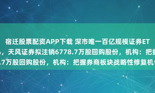 宿迁股票配资APP下载 深市唯一百亿规模证券ETF（159841）涨超1%，天风证券拟注销6778.7万股回购股份，机构：把握券商板块战略性修复机会