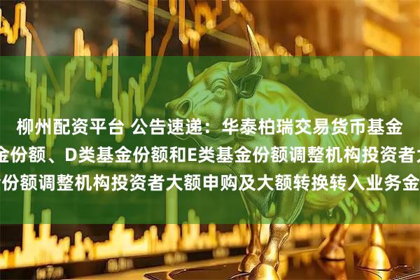 柳州配资平台 公告速递：华泰柏瑞交易货币基金B类基金份额、C类基金份额、D类基金份额和E类基金份额调整机构投资者大额申购及大额转换转入业务金额限制